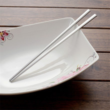 创意韩式餐具 304不锈钢韩式扁筷 不锈钢实心筷子 扁筷子长柄勺子