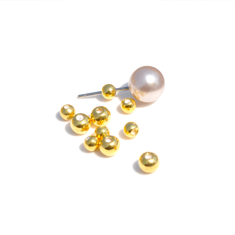 Round Beads Mini Small Earplug Copper 16K Real Gold Plating Non-Slip Ear Stud Plug Silicone Handmade DIY Ear Rings Ear Studs Buckle