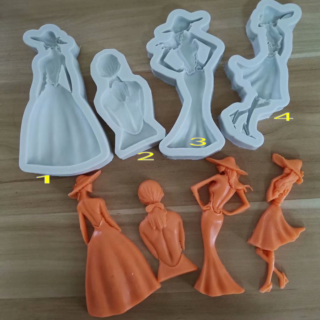 美女后背倩影 香薰石膏模具 蛋糕装饰模具 液态硅胶巧克力模具