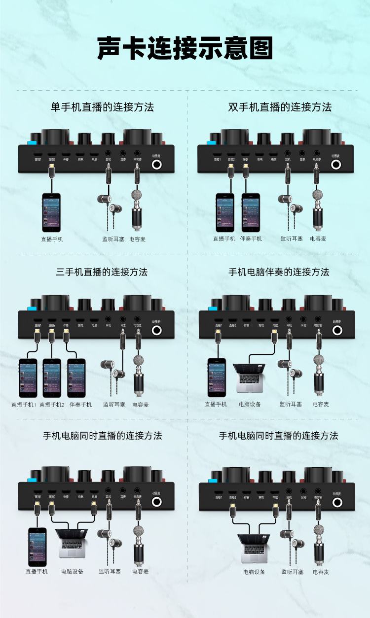 声响v8plus直播声卡手机电脑通用工厂直销喊麦唱k歌主持主播套装
