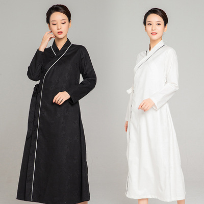 武农2020春秋新款太极服 女士居士服中国风斜领古装表演道袍长袍