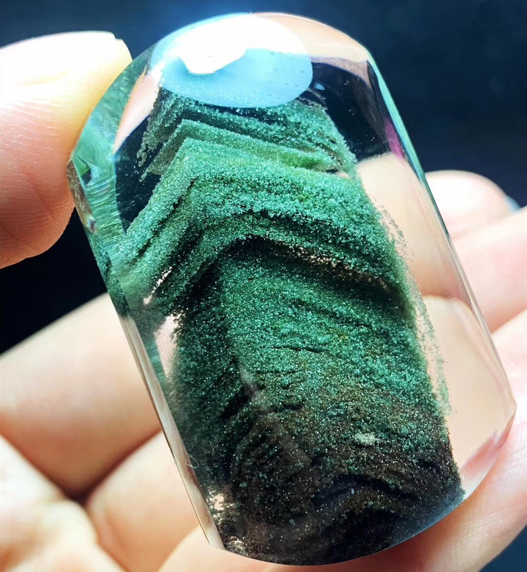 天然绿幽灵水晶平安无事牌吊坠彩幽灵白幽灵聚宝盆千层山金字塔