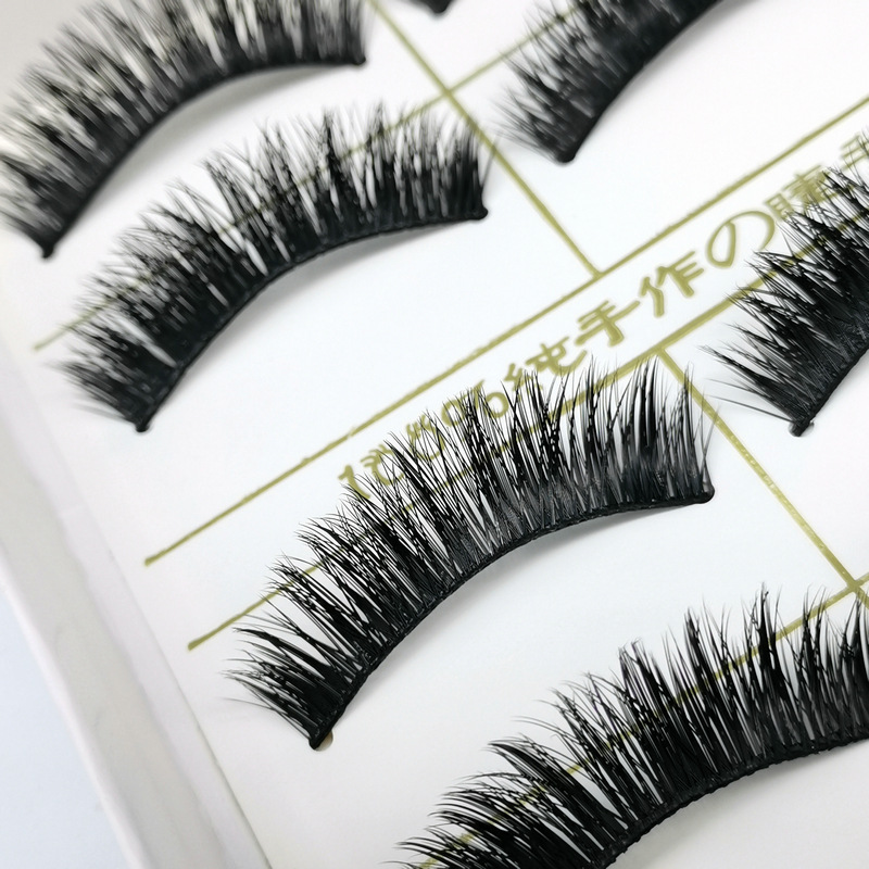 Xiao Mo 5 Pairs of Exaggerated Stage False Eyelashes MK-06 Cross Thick Specialty Art Cross Smoky Makeup