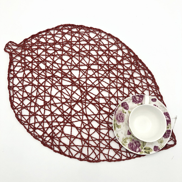 现代简约纸绳乱编树叶形餐桌垫杯垫隔热垫幼儿园教具装饰用品