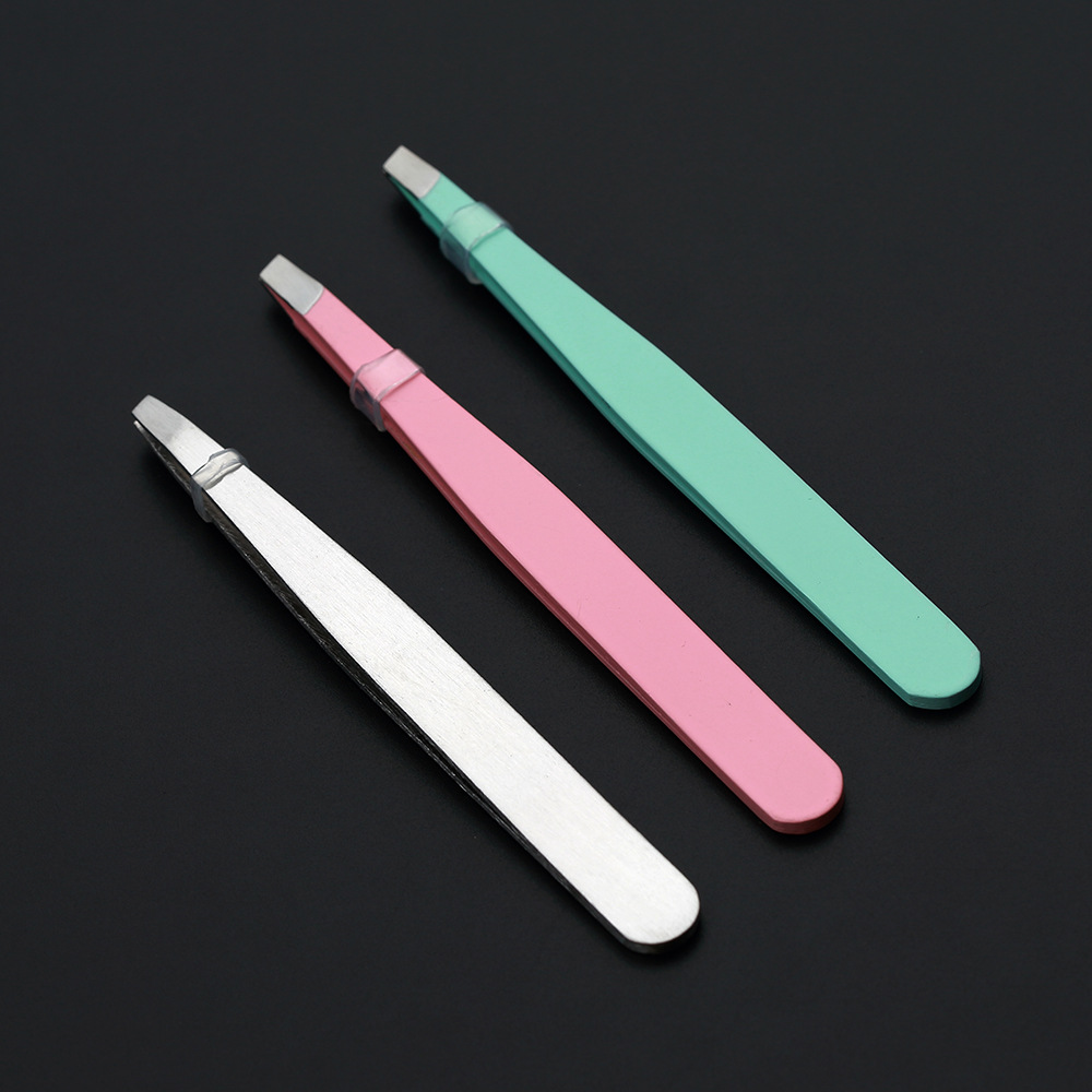 6cm眉毛夹不锈钢女生美容工具橡塑粉色眉夹发夹可印logo