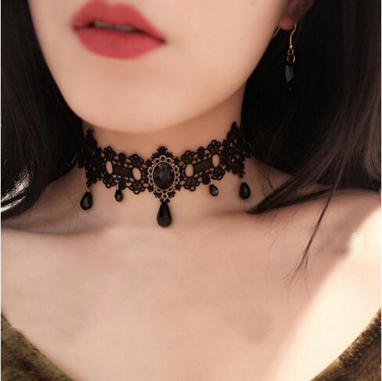 European and American Ornament Simple Necklace Women's Necklace Necklet Neckband Short Necklace Lace Clavicle Chain Choker Clavicle Chain
