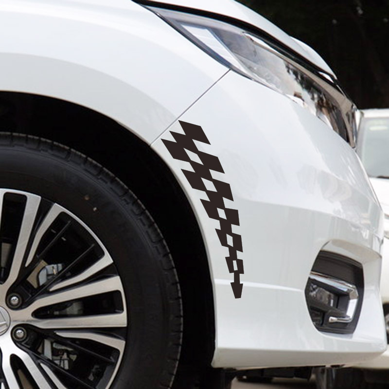 汽车贴纸轮眉改装格子旗划痕遮挡车贴个性创意反光前后保险杠贴纸
