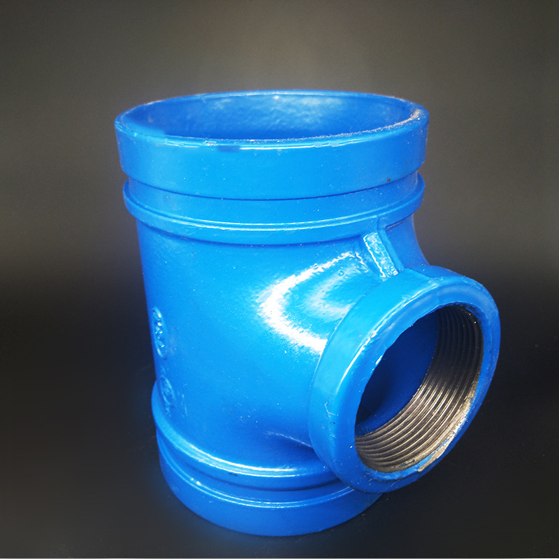 卡耐夫 涂塑丝接三通 变径三通 蓝色给水异径三通 沟槽管件 fm ul