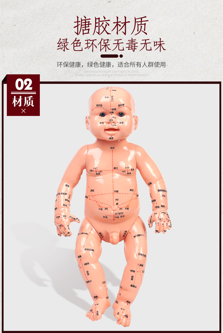 婴儿穴位经络书模型小儿推拿按摩人体模型中医小孩针灸练习小皮人