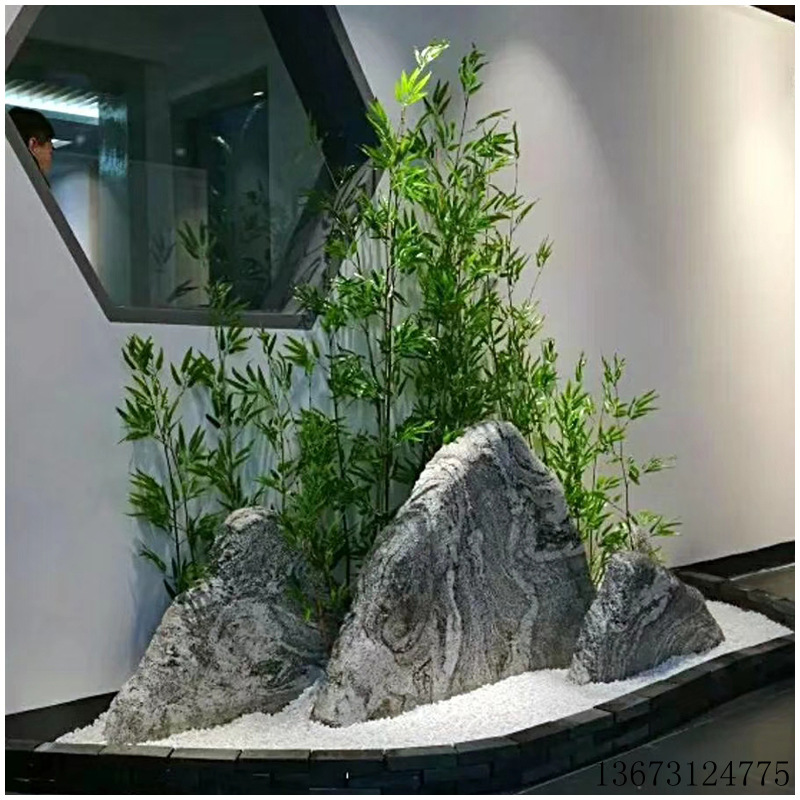 雪浪石切片枯山水造景组合景观石庭院室内摆件泰山石片石组装一套