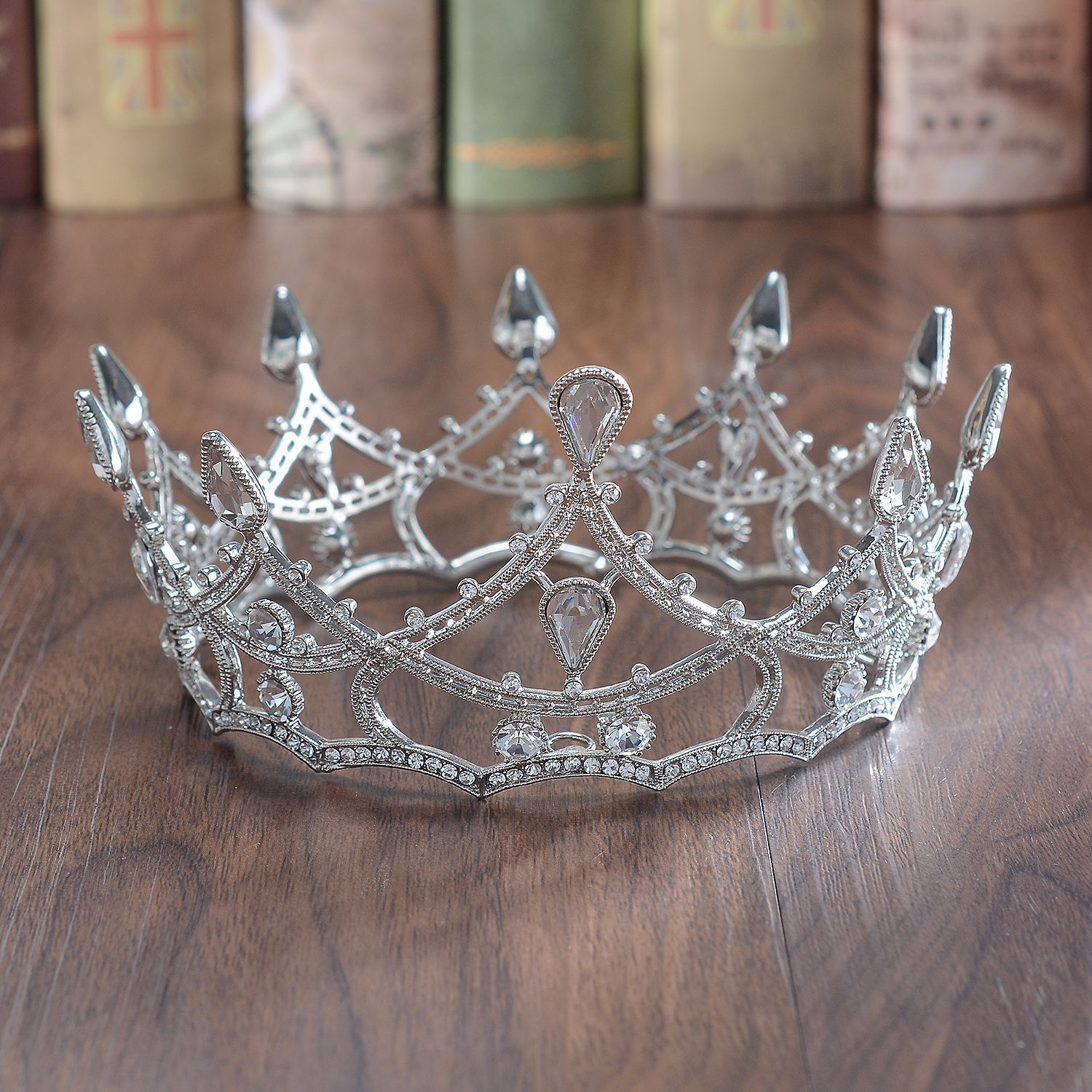 hg1034黑色巴洛克皇冠奢华水晶复古黑钻皇冠全圆王冠 厂家批发