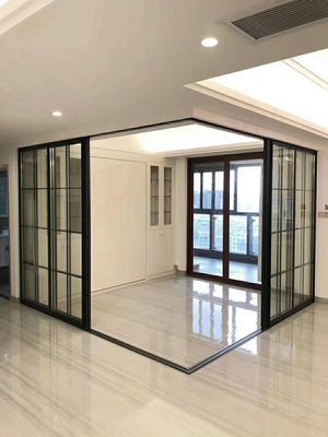 厂家直销转角隔断推拉门厨房门钛合金窄细边框极简玻璃门黑色白色