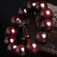小葉紫檀高密度沉水料佛珠手串贊比亞血檀木質文玩手鏈工藝品念珠