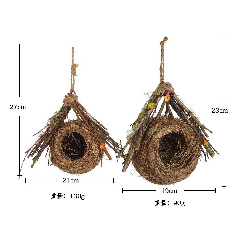 树枝草编鸟窝手工制作虎皮鹦鹉窝鹦鹉鸽子窝鸟巢仿真拍摄装饰实用