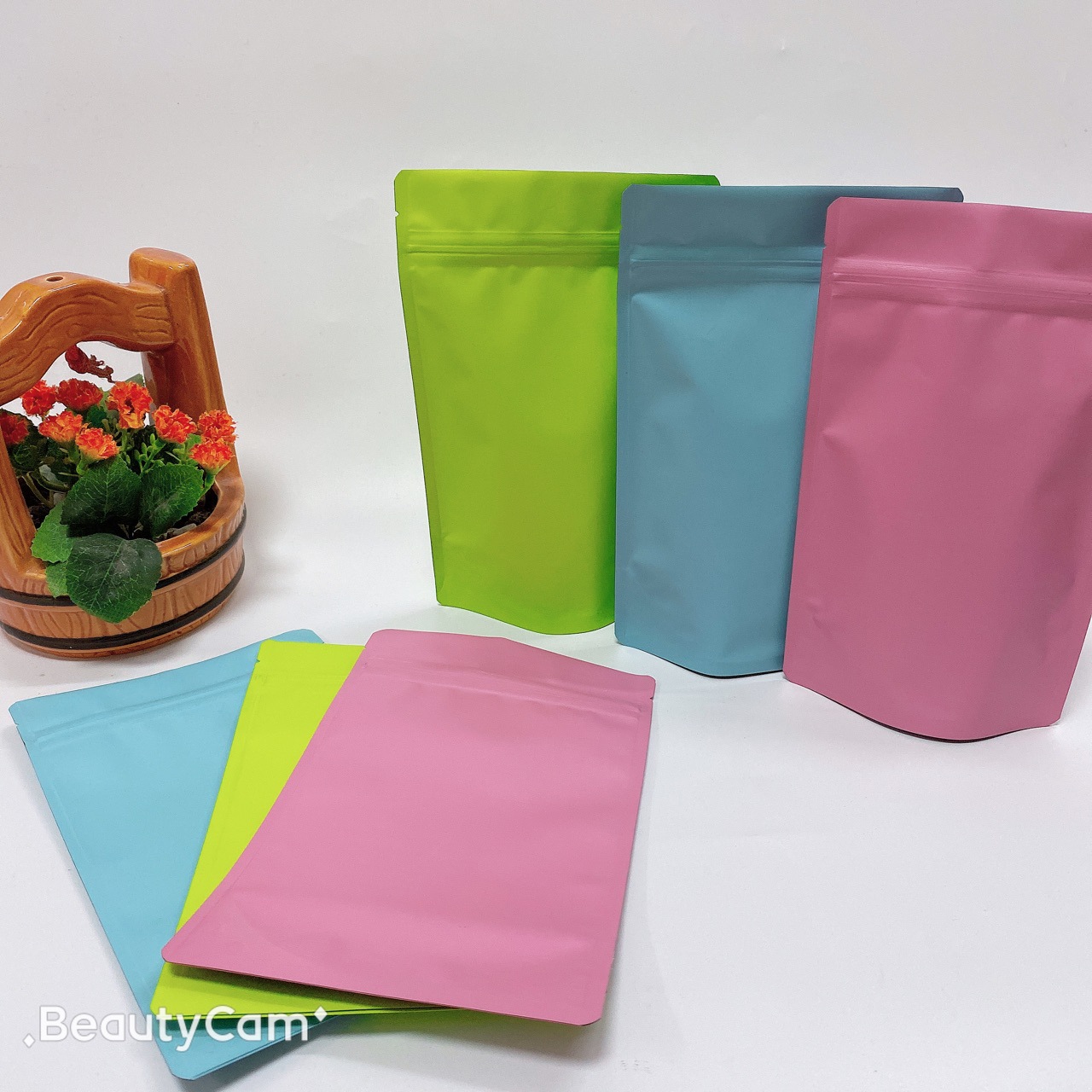 绿色纯铝箔自立自封拉链袋 通用彩色咖啡茶叶锡箔食品包装袋13x21