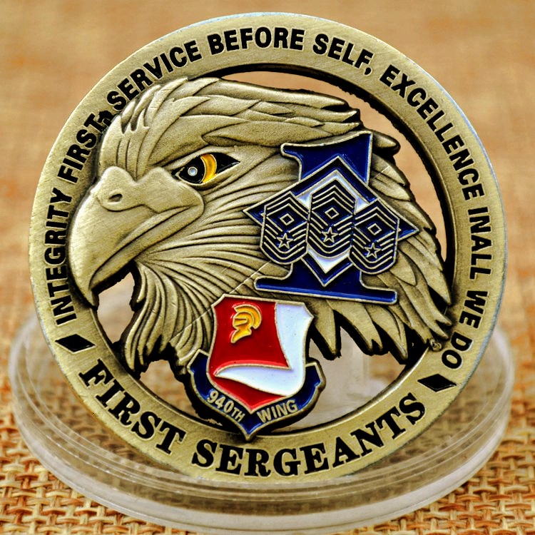 外贸纪念币定制 彩色烤漆金属纪念章 美国挑战币镂空鹰头徽章硬币