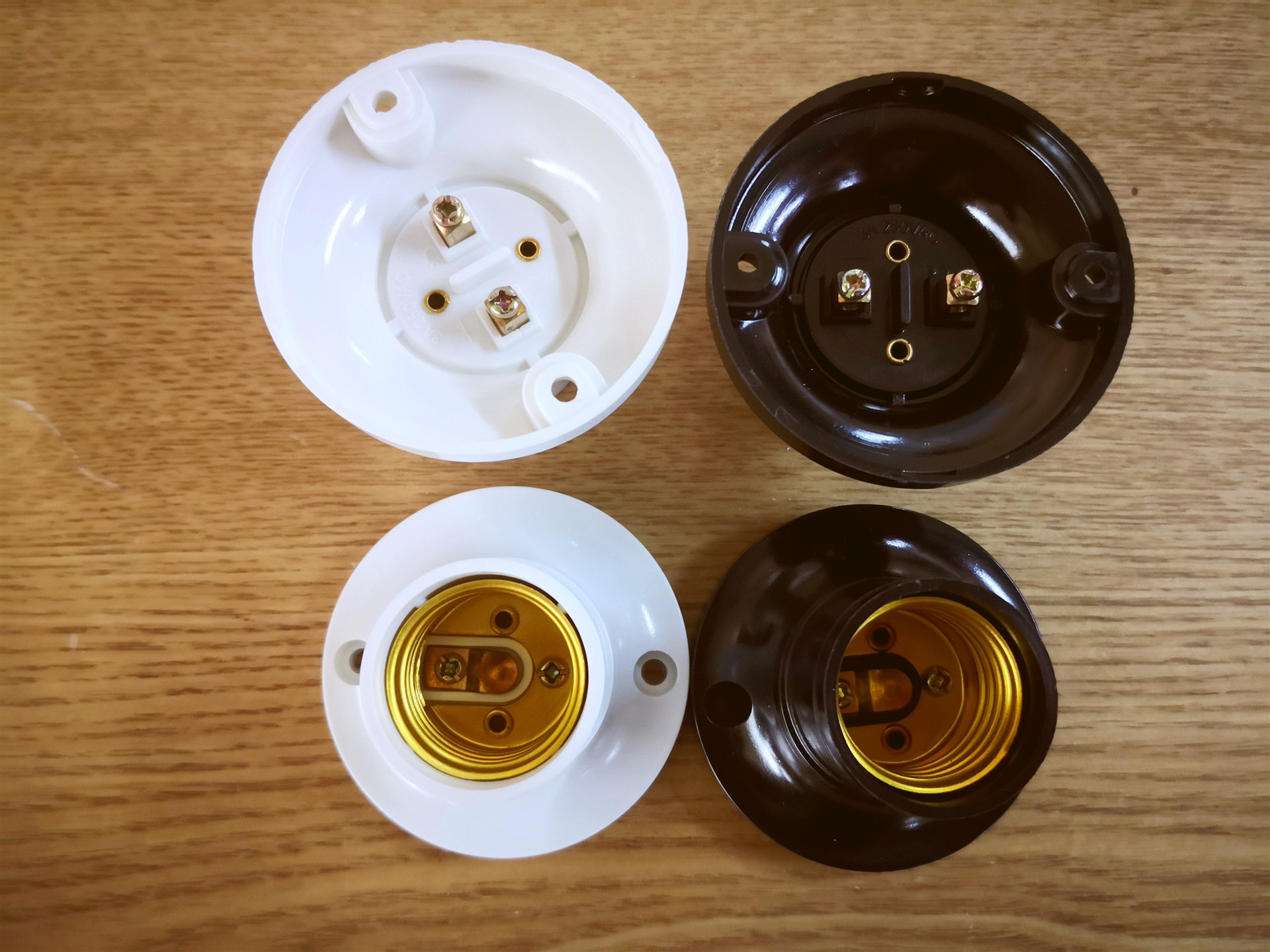 批发张家港献宝e27螺口平灯头罗口平灯头平灯座装饰灯座白色黑色