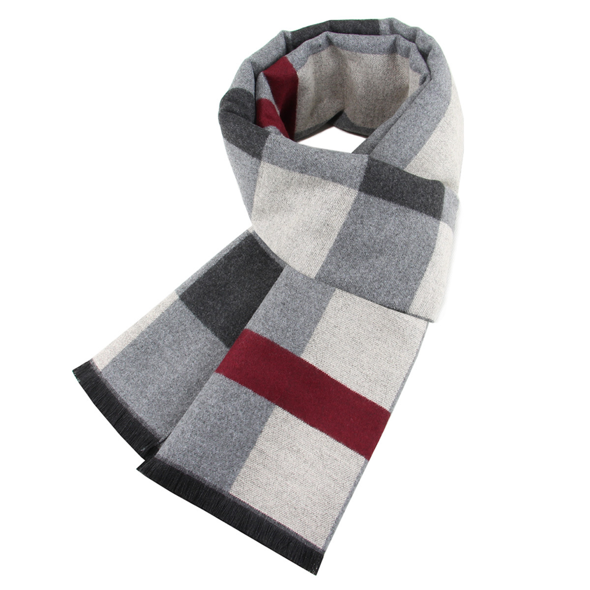 2023 New Men‘s Scarf European and American Autumn and Winter Leisure Warm Brushed Men‘s Scarf Plaid Factory Wholesale