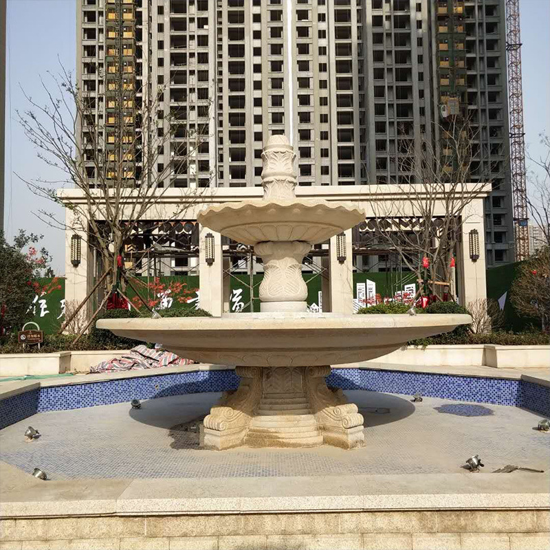 定制风水球石雕喷泉 户外广场用流水喷泉 酒店门口黄锈石喷泉摆件