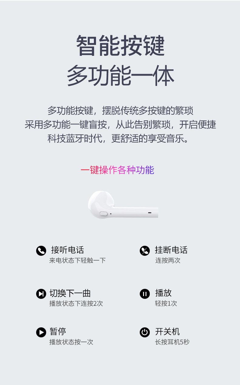 夏新i9无线蓝牙耳机烤漆重低音效入耳塞式头戴迷你跑步运动耳机