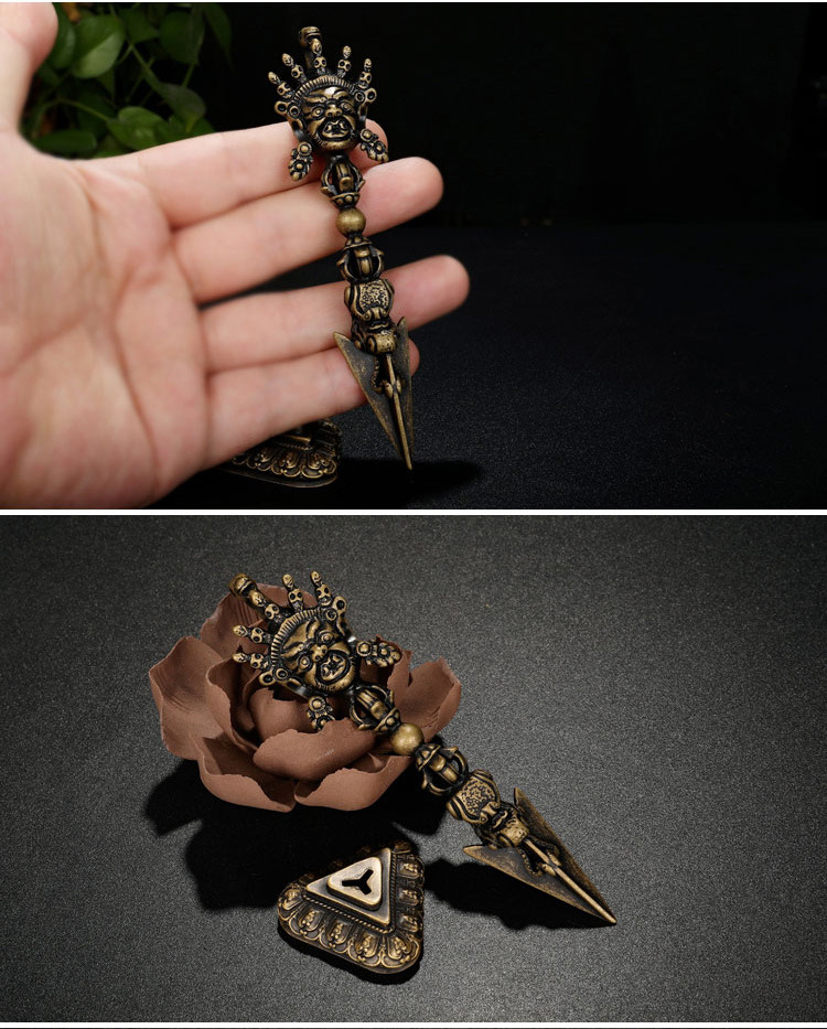 藏式尼泊尔密宗佛教法器马头明王 金刚橛纯铜普巴金刚杵带底座