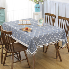 桌布布艺棉麻正方形家用北欧现代简约亚麻茶几台布餐桌布长方形