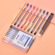 得力彩色中性笔0.5mm全针管水笔碳素笔 学生标记写字笔糖果色水笔