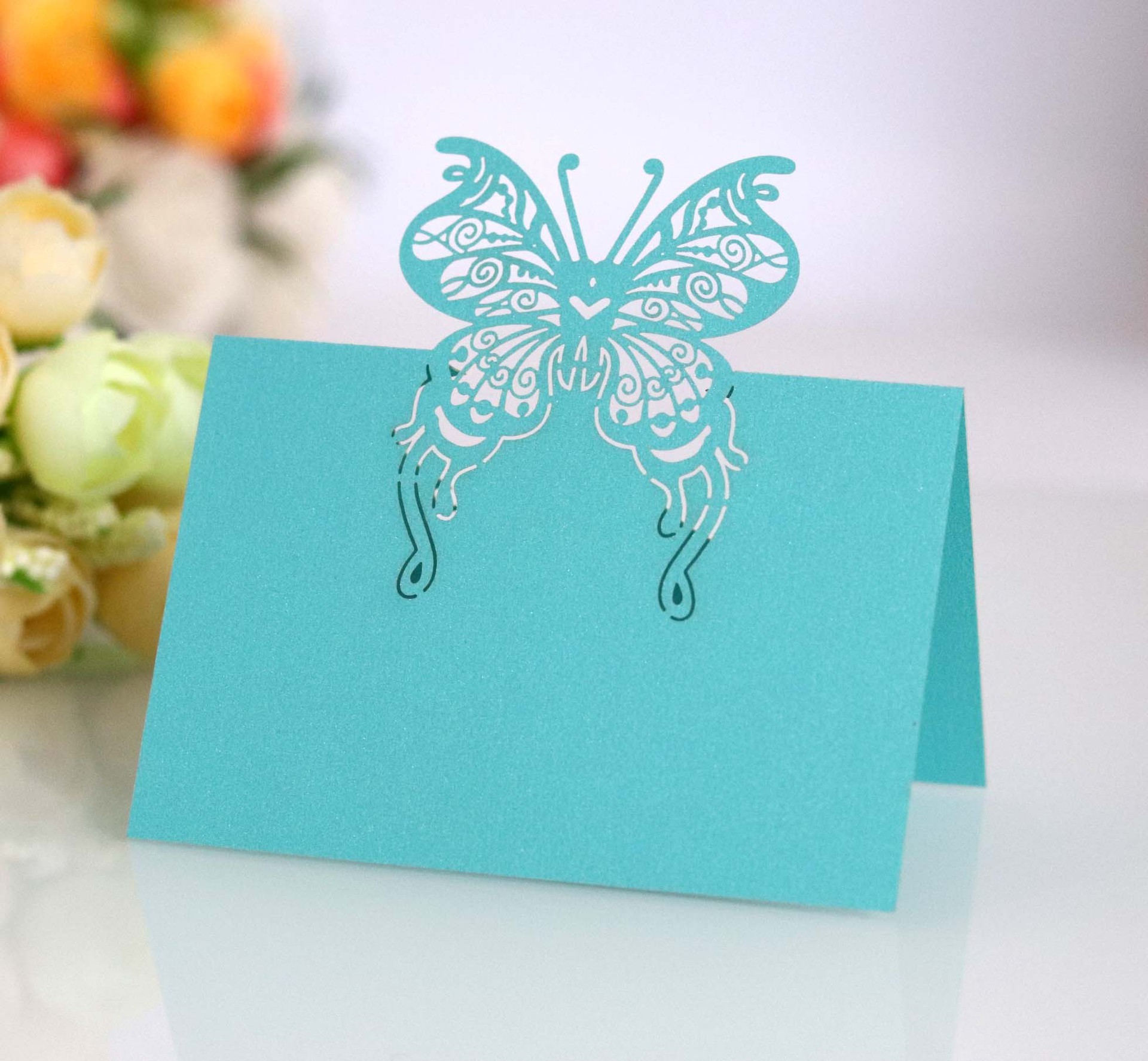 立体卡片蝴蝶婚礼用品席位卡 激光镂空纸桌卡 座位卡姓名座次卡