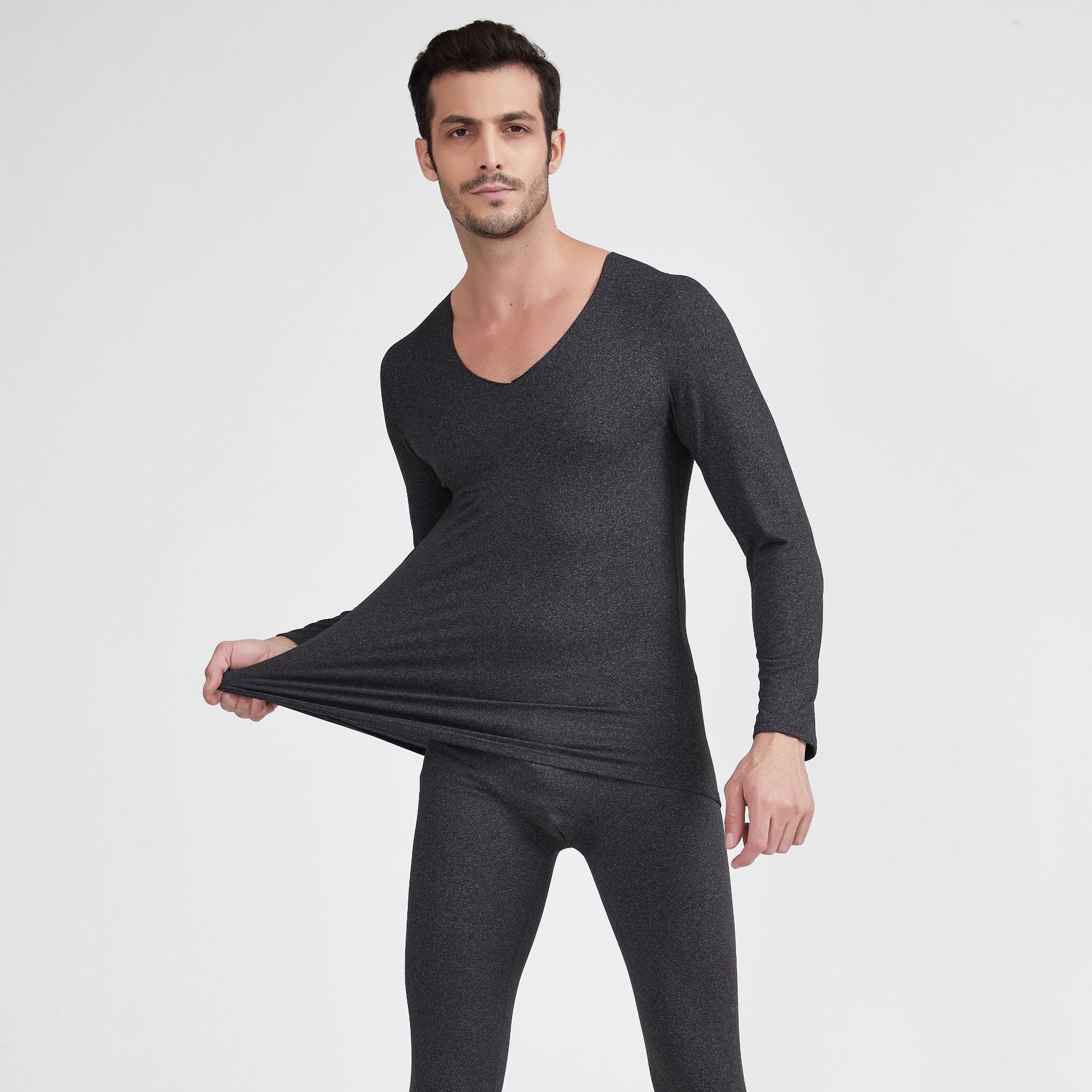 Foreign Trade Men's Thermal Underwear Seamless Men's Thickened Fleece-Lined Underwear Unlined Top Winter Cold-Resistant Bottoming Autumn Clothes