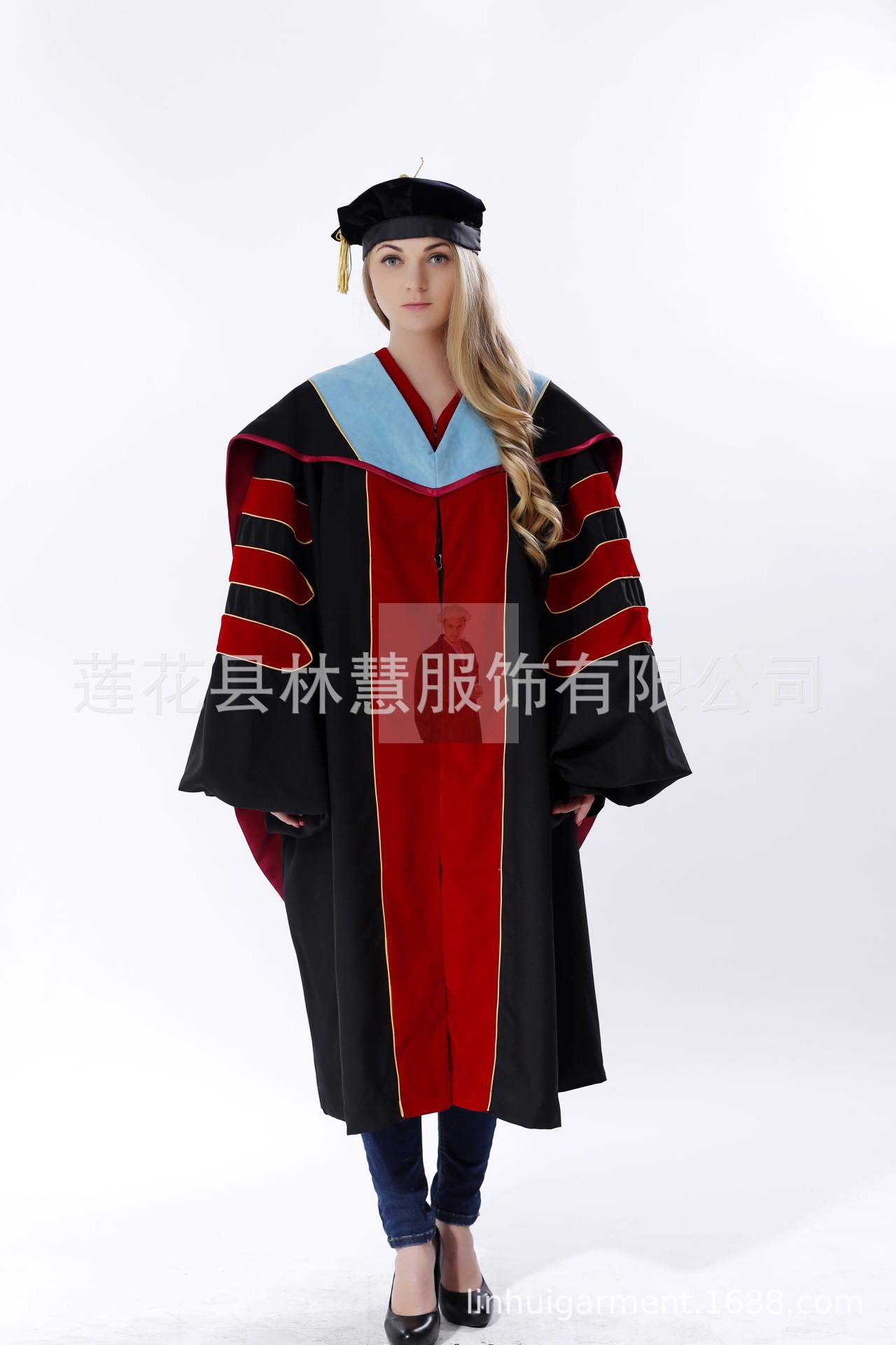 毕业博士服 美国大学毕业服饰 美式套装 配帽子