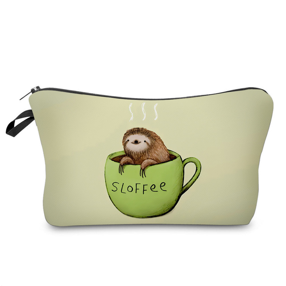 Amazon New HD 3D Printing European and American Style Sloth Three-Piece Set Cosmetic Bag Ladies Storage Wash Bag