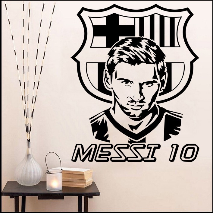 批发足球梅西精雕墙贴画 巴塞罗那俱乐部球员messi贴纸励志范运动