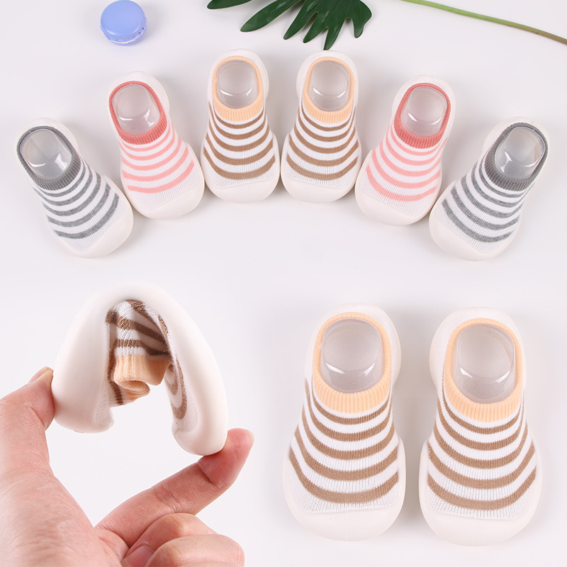 ins same korean style spring and summer striped children‘s indoor shoes baby sock shoes baby toddler shoes room socks