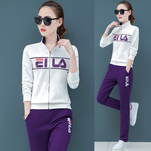 休闲运动服套装女2019春装新款时尚修身显瘦开衫卫衣跑步两件套潮