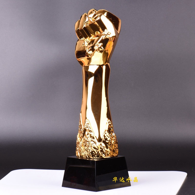 拳头拳击比赛拳王奖杯给力水晶奖杯定制鼓励孩子奖品
