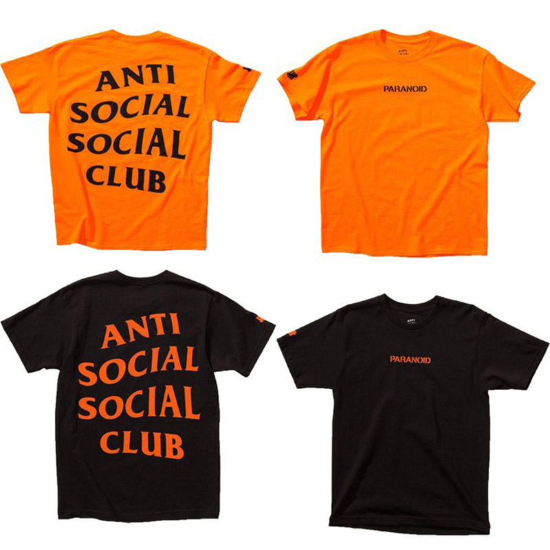 欧美潮牌anti social social club assc联名 paranoid情侣短袖t恤