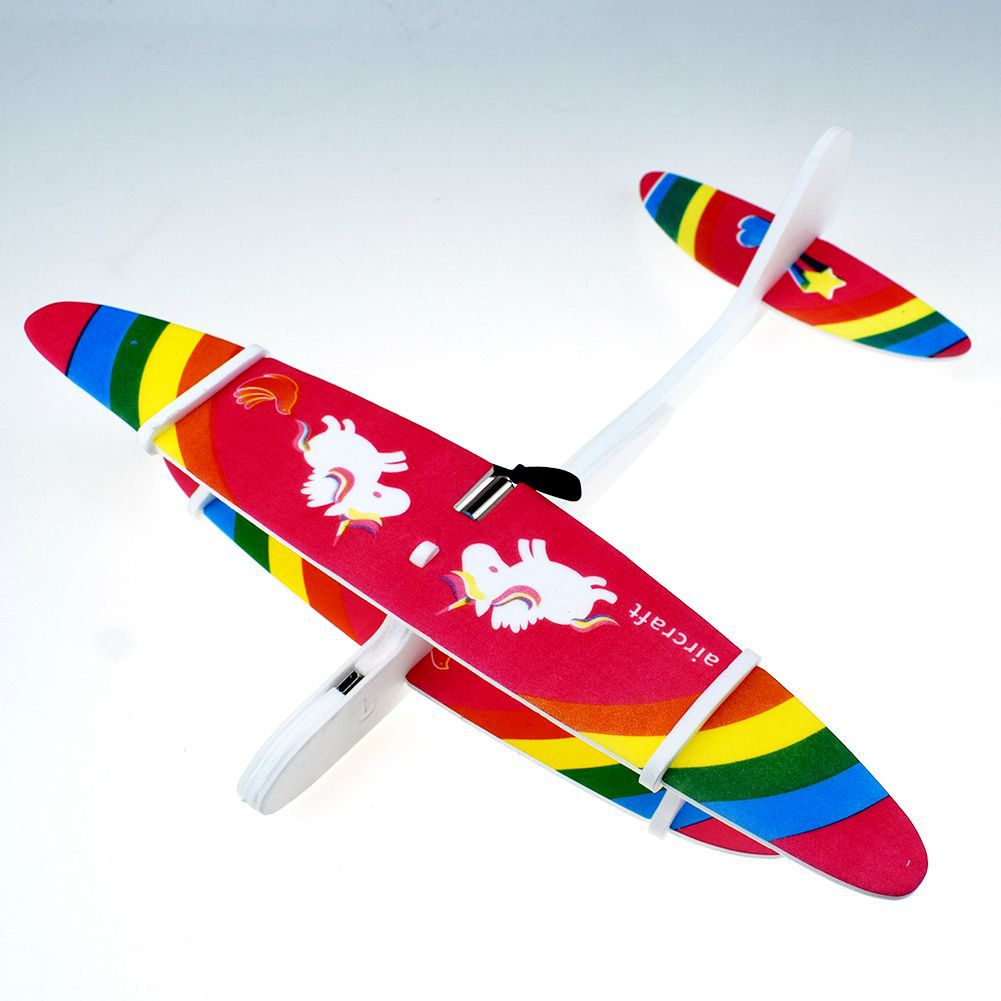 usb充电泡沫电动飞机慢飞双翼航模玩具电动手抛回旋飞机玩具