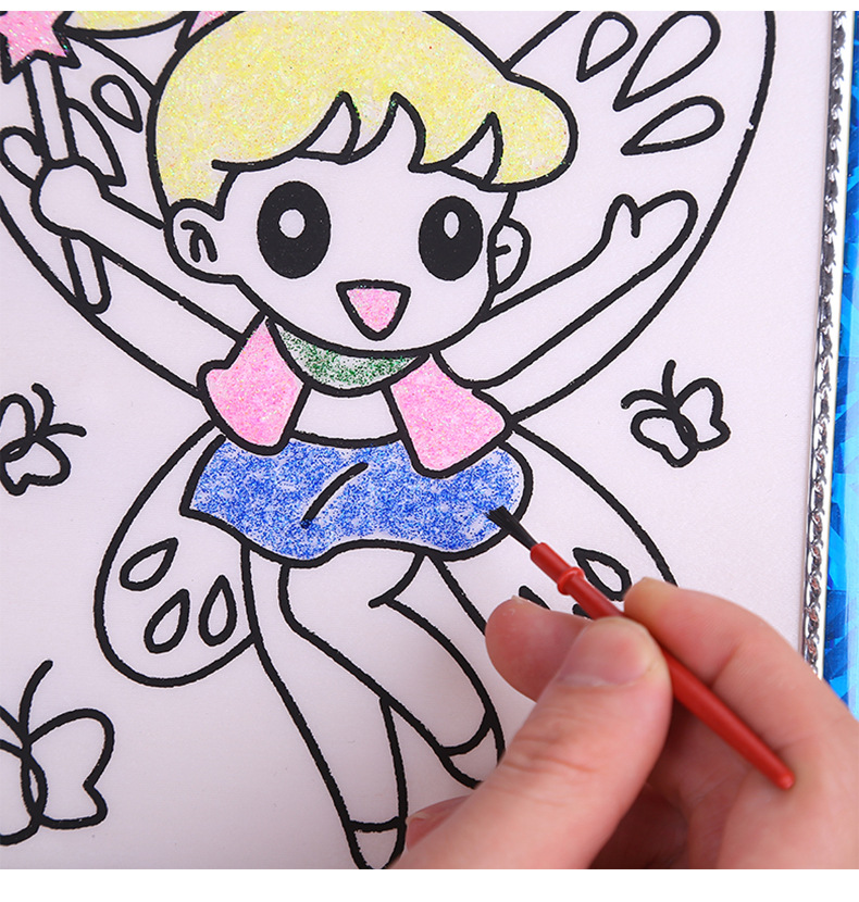 儿童艺术金粉画 diy手工益智水彩画 儿童节礼品 涂鸦小玩具批发