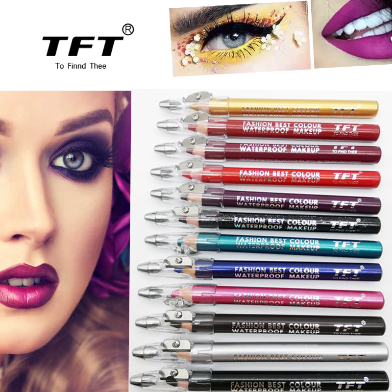 TFT Foreign Trade New Product Eyeliner Pen with Pencil Sharpener Lipstick Pen Lip Liner Factory Direct Sales