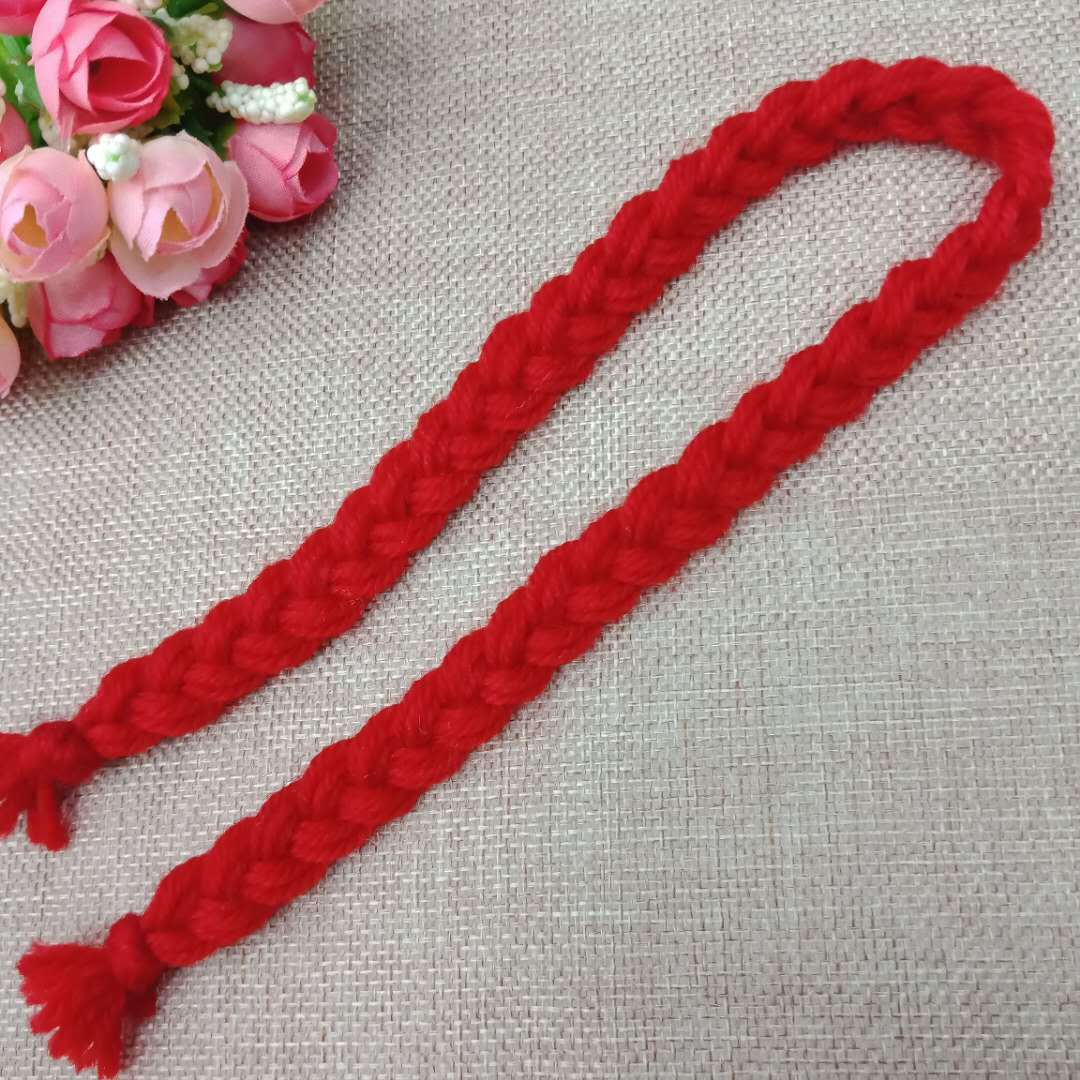 厂家直供开司米毛线三股辫子绳15cm-20cm布娃娃玩具假发鞭子