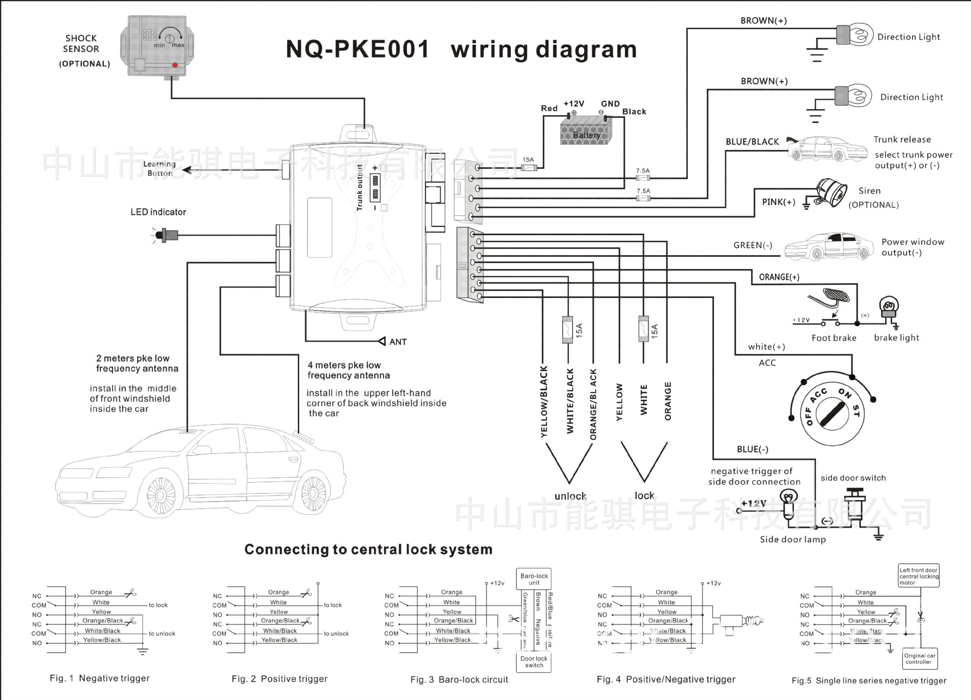 pke感应开关锁无钥匙进入遥控中控锁led灯警戒汽车防盗报警系统