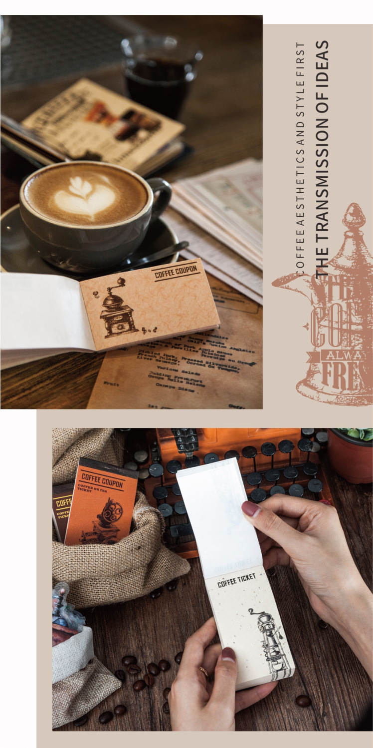 陌境大尺寸素材便签纸 咖啡便签系列 100页复古手账功能便条 18款