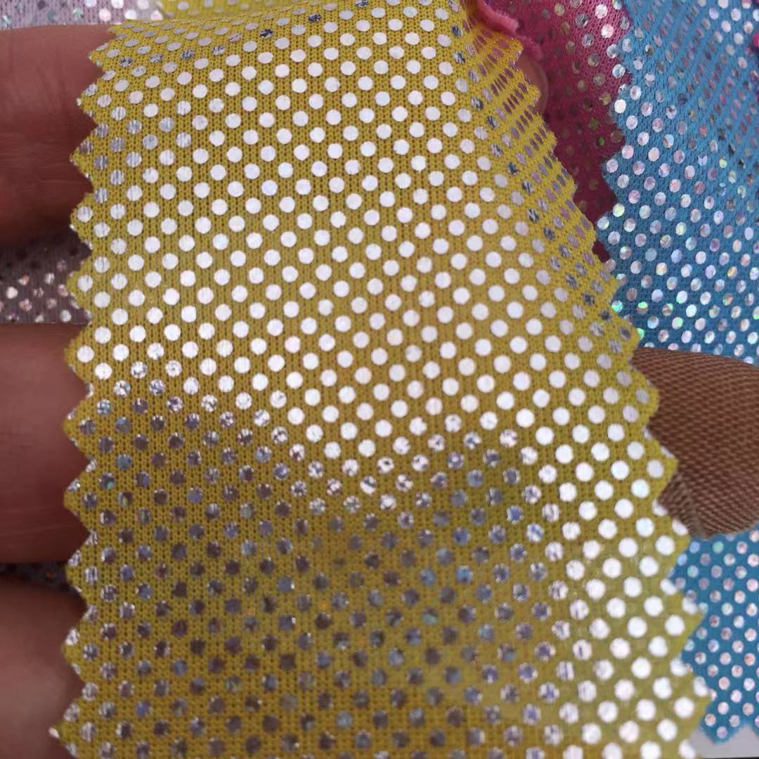 针织面料 镭射金银烫片圆点加工处理 适用于舞台表演玩具装饰布