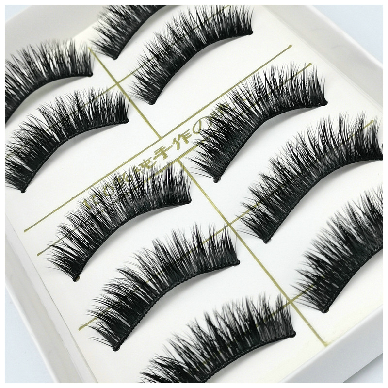 Xiao Mo 5 Pairs of Exaggerated Stage False Eyelashes MK-06 Cross Thick Specialty Art Cross Smoky Makeup