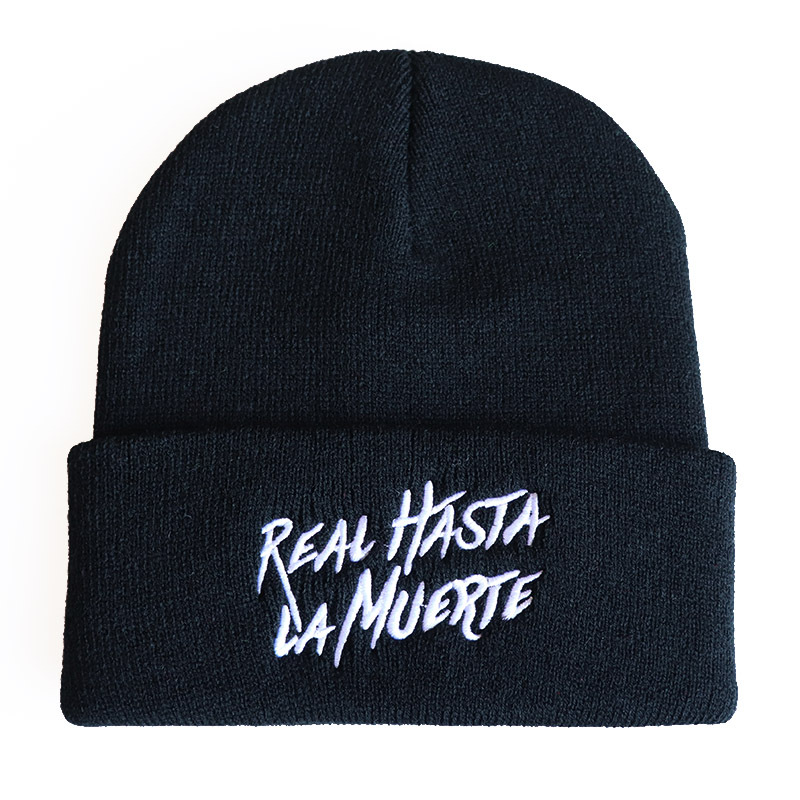 European and American Trend Real Hasta La Muerte Letter Embroidery Knitted Hat Woolen Cap Hip Hop Pullover Hat