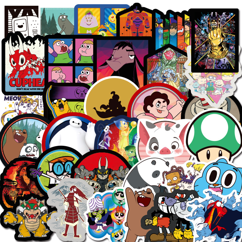 100张卡通动漫贴纸 可爱儿童手机水杯滑板电脑旅行箱防水涂鸦贴纸