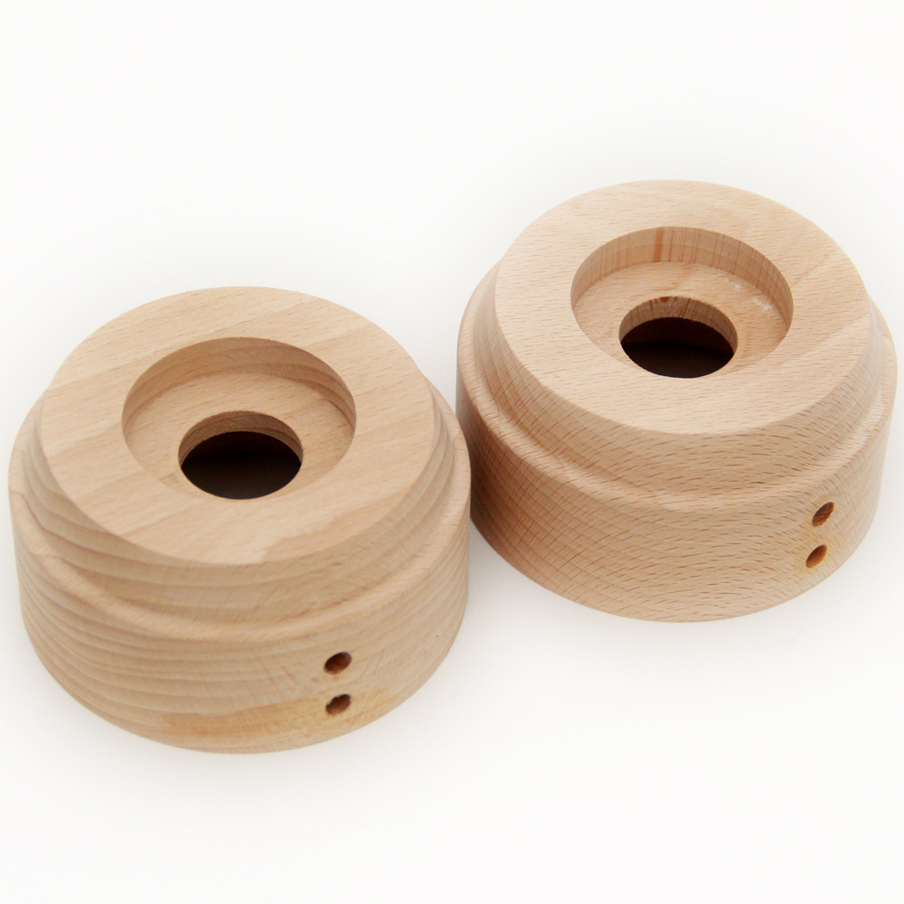 灯饰底座竹木台灯配件实木圆形灯座 3d小夜灯led灯木底座灯饰配件