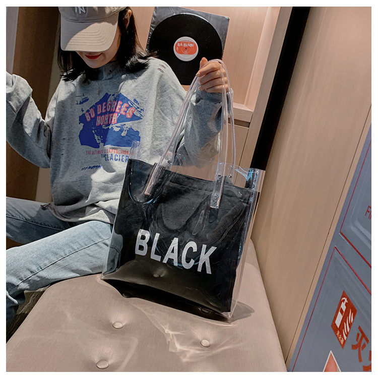 亲爱的热爱的杨紫佟年明星同款2019年新款韩版透明字母手提包女潮