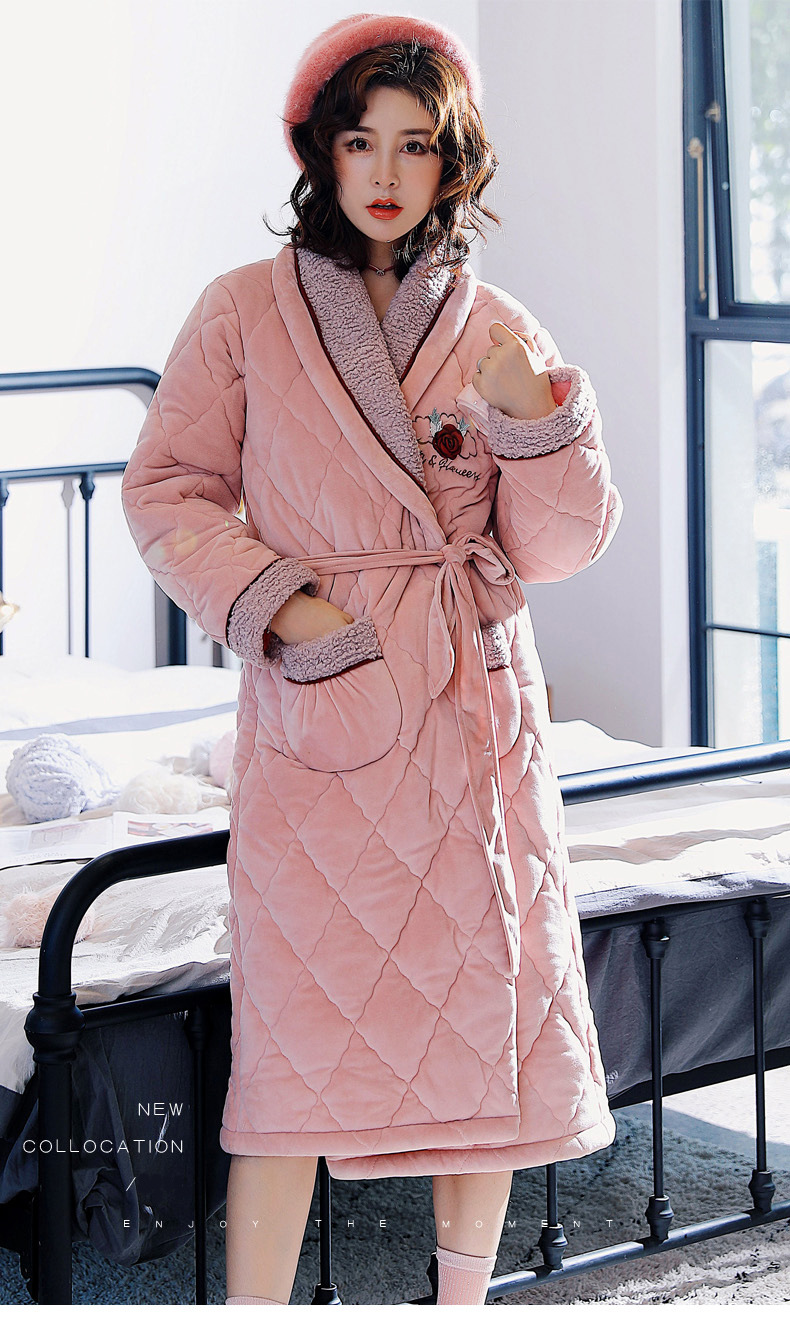 支持 是否支持代工 支持 货号 h03401[瓜粉色睡袍] 功能 保暖 款式