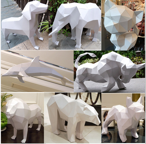 3d拼图动物diy造型家居装饰摆件摆设亲子益智立体纸模型手工模型